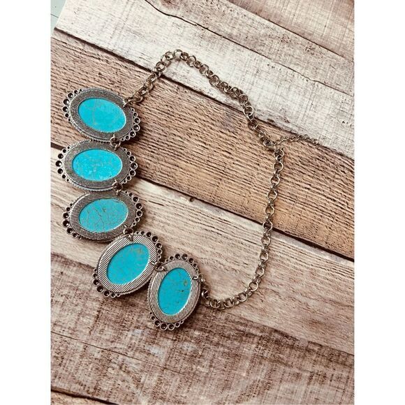 New Fashion Jewelry Set Southwest Faux Turquoise Statement Necklace Matching - Picture 14 of 15